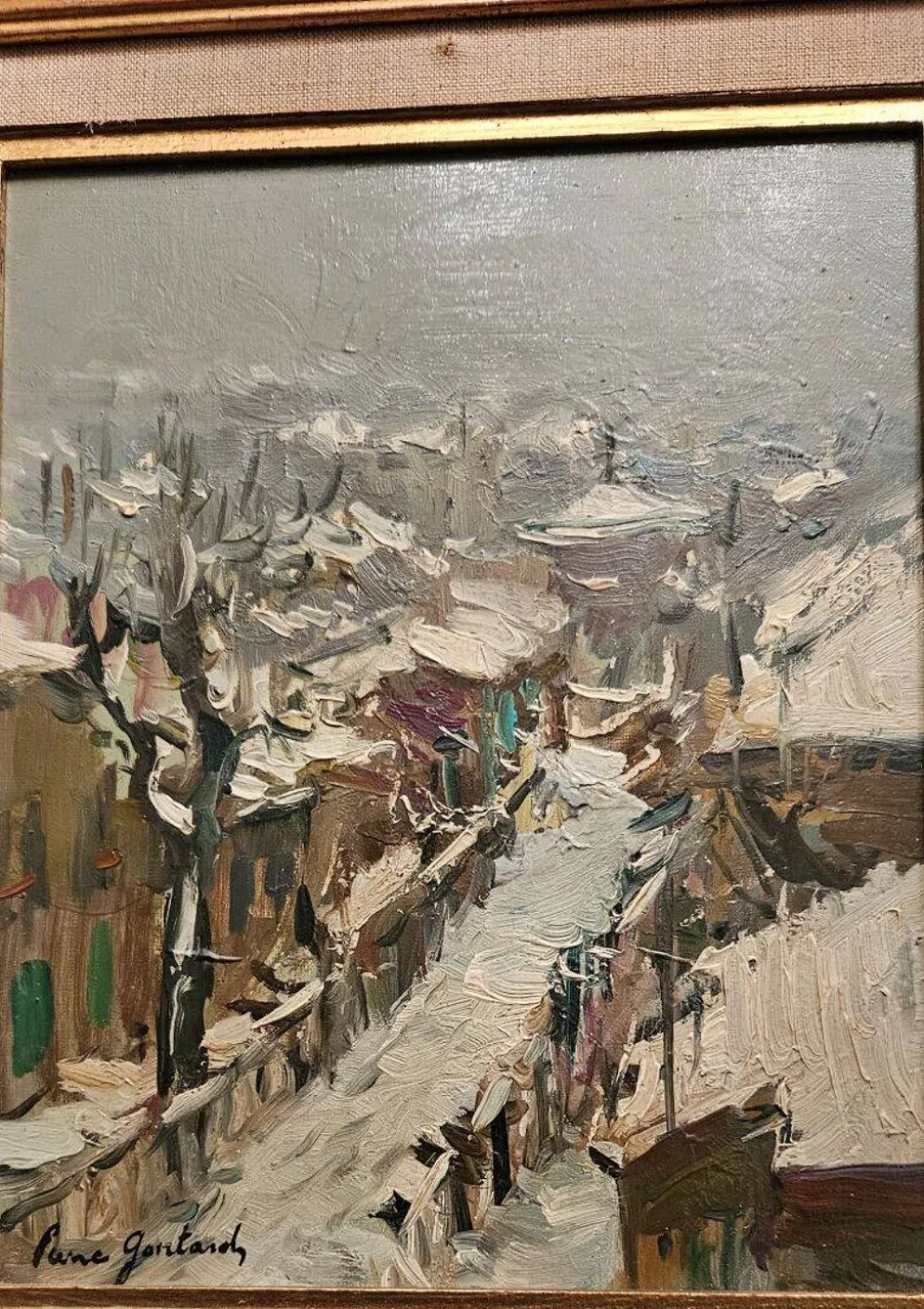 Pierre Gontard - Huile Sur Isorel "Paysage Enneigé"