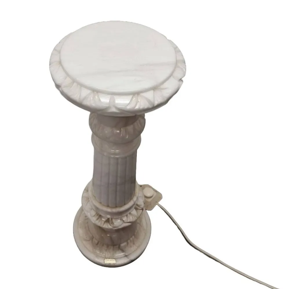 Pilier vintage en albâtre avec lampe, années 1970/80