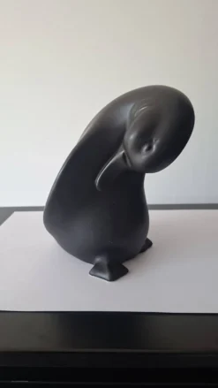 Pingouin En Céramique Noir Vallauris André Baud