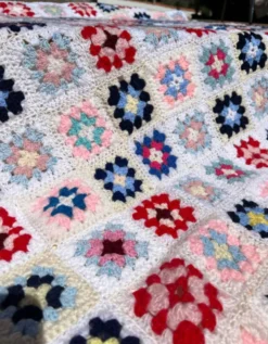 Plaid crochet vintage années 70