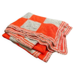 Plaid en laine au crochet vintage Granny Square
