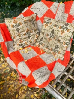 Plaid en laine au crochet vintage Granny Square