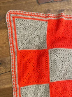 Plaid en laine au crochet vintage Granny Square