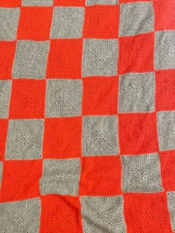 Plaid en laine au crochet vintage Granny Square