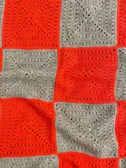 Plaid en laine au crochet vintage Granny Square