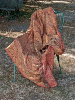 Plaid en laine tissée jacquard à décor Jamawar réversible