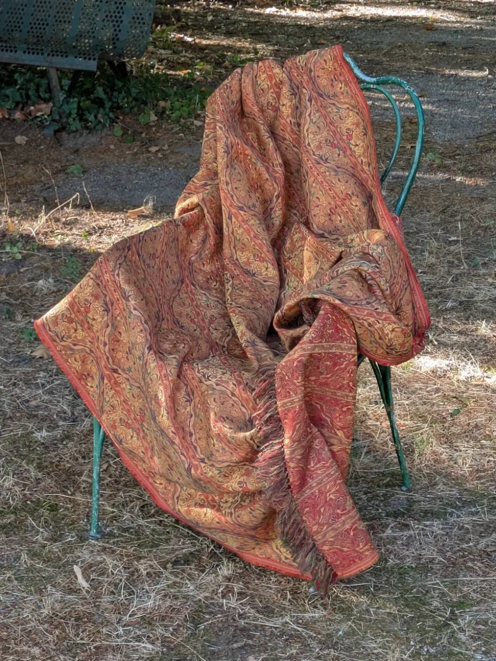 Plaid en laine tissée jacquard à décor Jamawar réversible