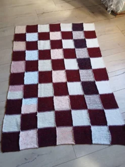Plaide patchwork tricoté main