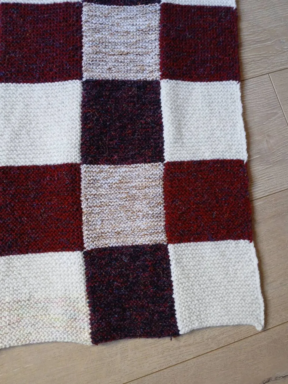 Plaide patchwork tricoté main