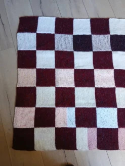 Plaide patchwork tricoté main