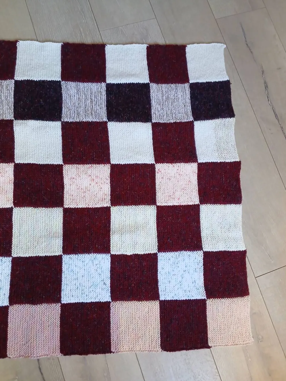 Plaide patchwork tricoté main