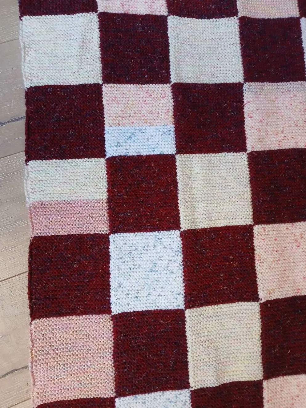 Plaide patchwork tricoté main