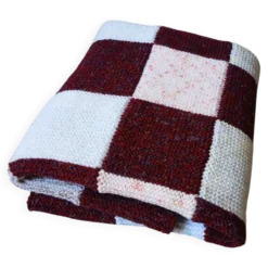 Plaide patchwork tricoté main