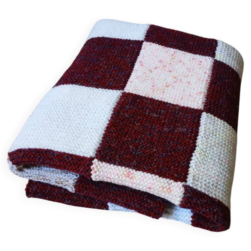 Plaide patchwork tricoté main