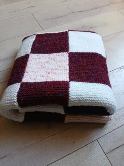 Plaide patchwork tricoté main