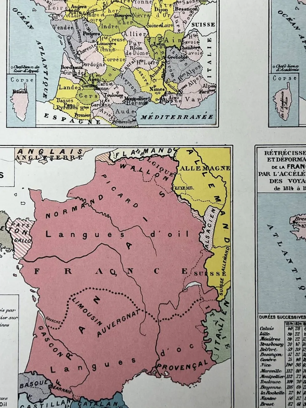 Planche cartographique - France, population et divisions - 27x37cm - 1