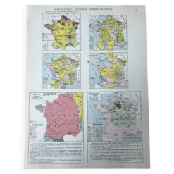 Planche cartographique - France, population et divisions - 27x37cm - 1