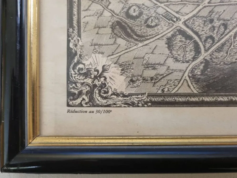 Plan de Turgot 1739 – Reproduction vintage encadrée 100 x 80 cm avec verre