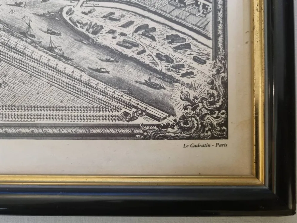 Plan de Turgot 1739 – Reproduction vintage encadrée 100 x 80 cm avec verre