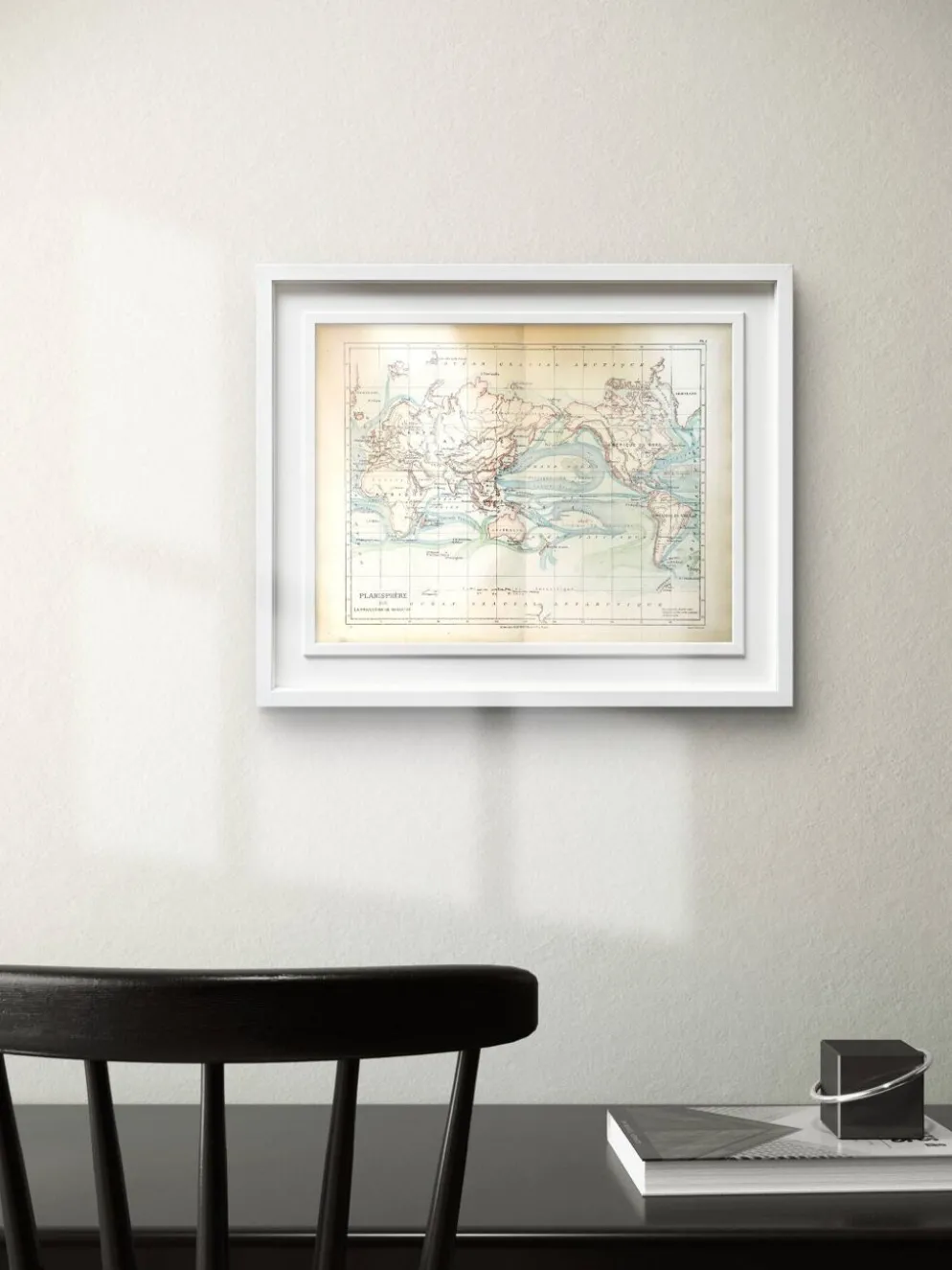 Planisphère ancien de 1887 – Carte géographique vintage