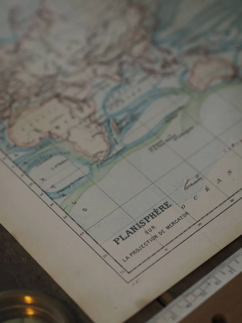 Planisphère ancien de 1887 – Carte géographique vintage