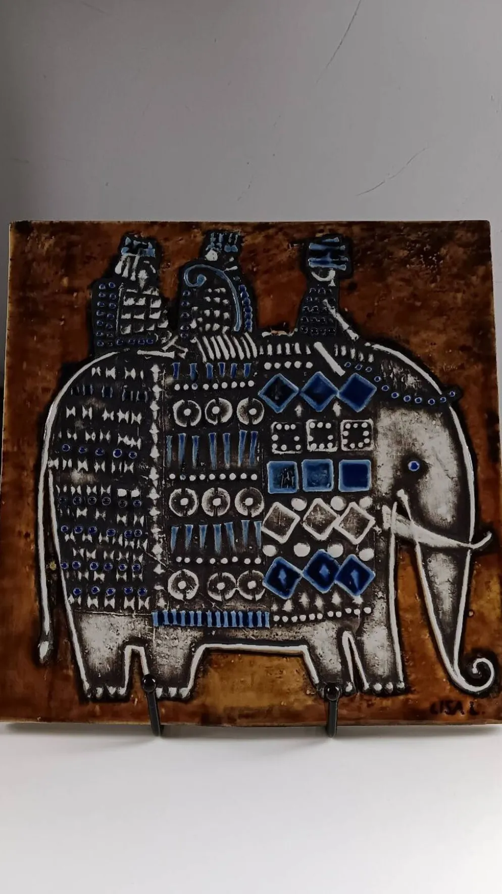 Plaque céramique série Unik , Éléphant de Lisa Larson - Gustavsberg