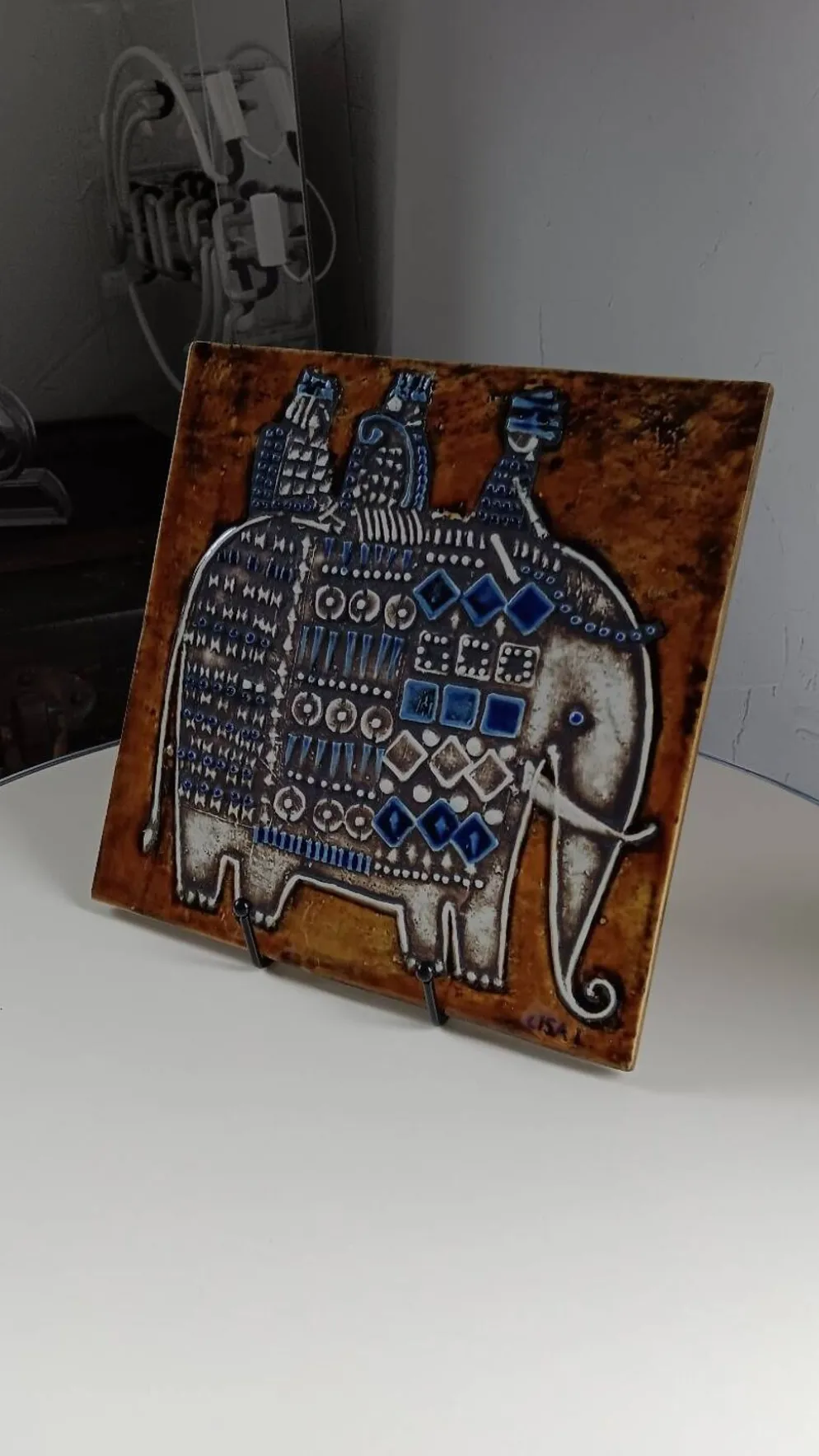 Plaque céramique série Unik , Éléphant de Lisa Larson - Gustavsberg