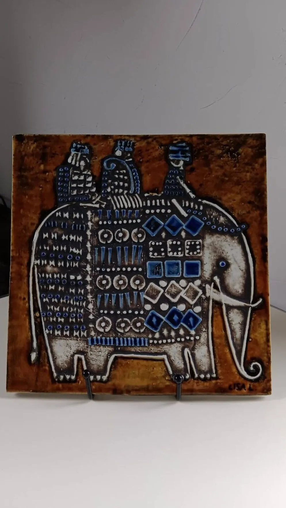Plaque céramique série Unik , Éléphant de Lisa Larson - Gustavsberg