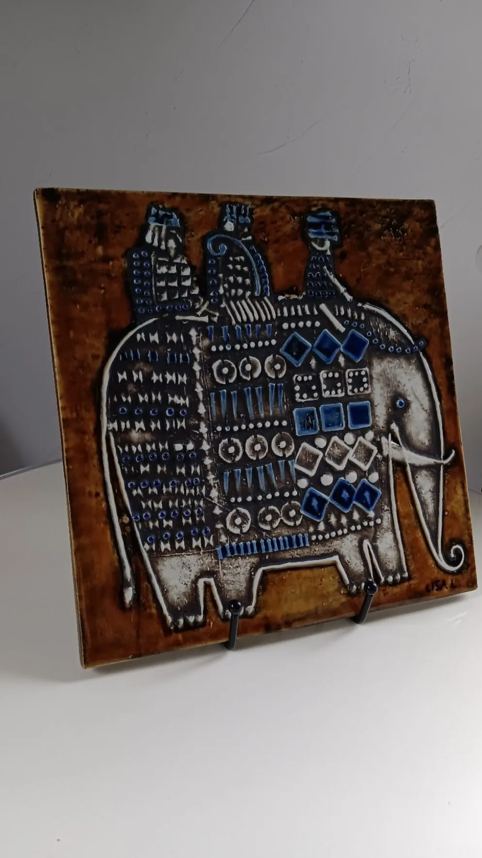 Plaque céramique série Unik , Éléphant de Lisa Larson - Gustavsberg