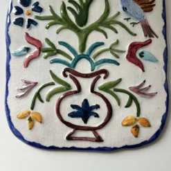 Plaque en céramique décor oiseaux