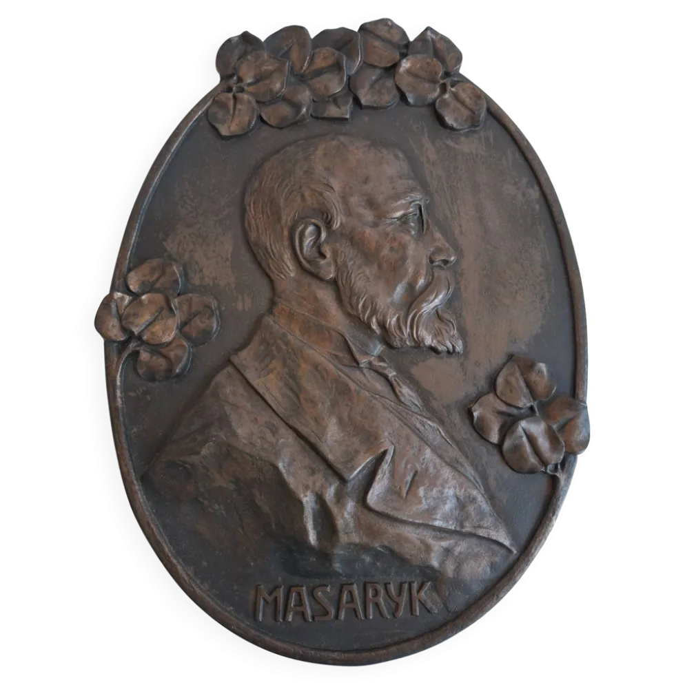 Plaque murale Art Déco T. G. Masaryk 1920, Tchécoslovaquie