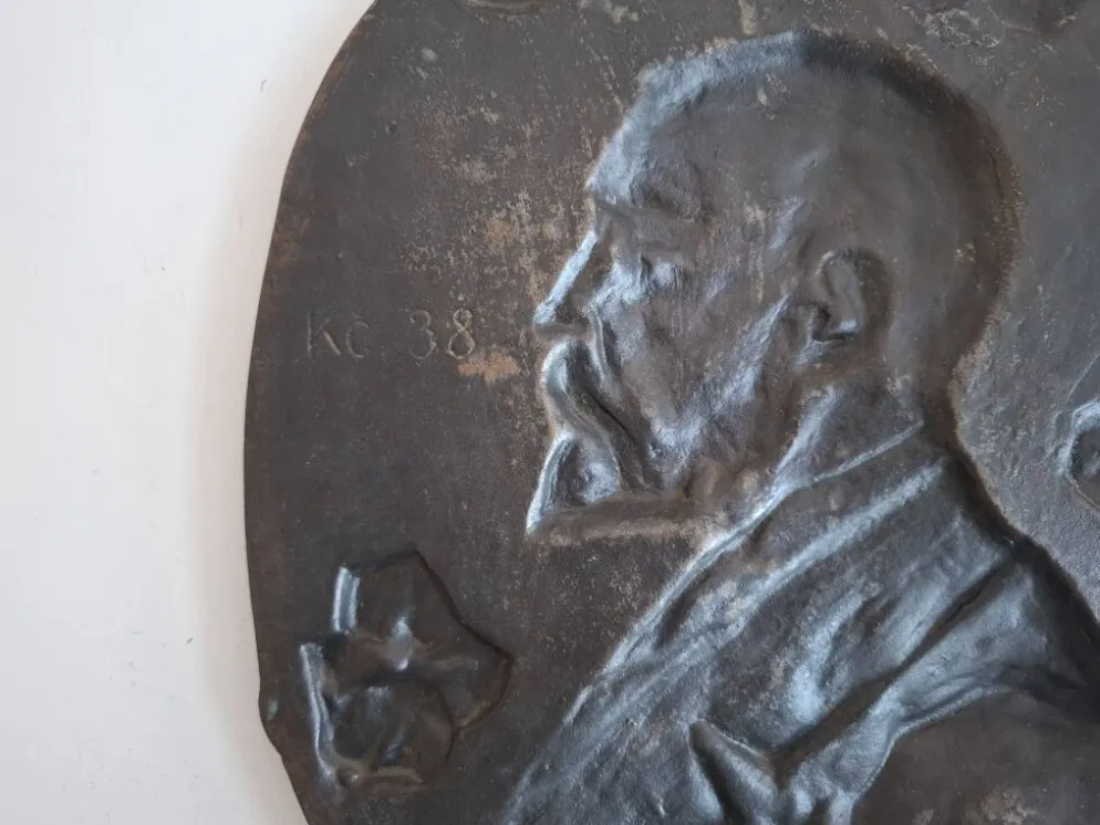 Plaque murale Art Déco T. G. Masaryk 1920, Tchécoslovaquie
