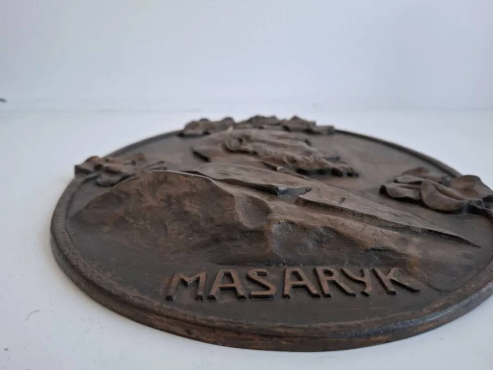 Plaque murale Art Déco T. G. Masaryk 1920, Tchécoslovaquie