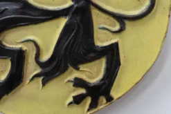 Plaque murale avec lion flamand par Vandeweghe pour Amphora, Belgique, vers 1950