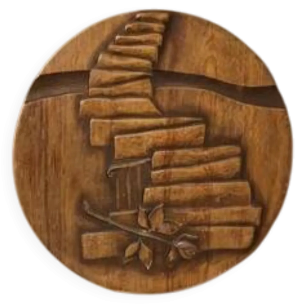 Plaque murale en bois sculpté vintage, relief sculptural, Tchécoslovaquie, milieu du 20e siècle, 47 cm