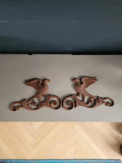 Plaques décoratives oiseaux en fonte