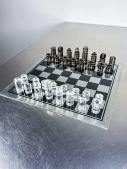 Plateau d'échecs en acrylique et en verre de Felice Antonio Botta, Italie, années 1970.