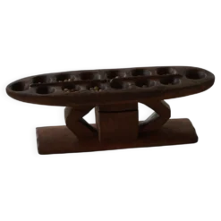 Plateau de jeu décoratif Mancala en bois sculpté à la main, Afrique, milieu du XXe siècle