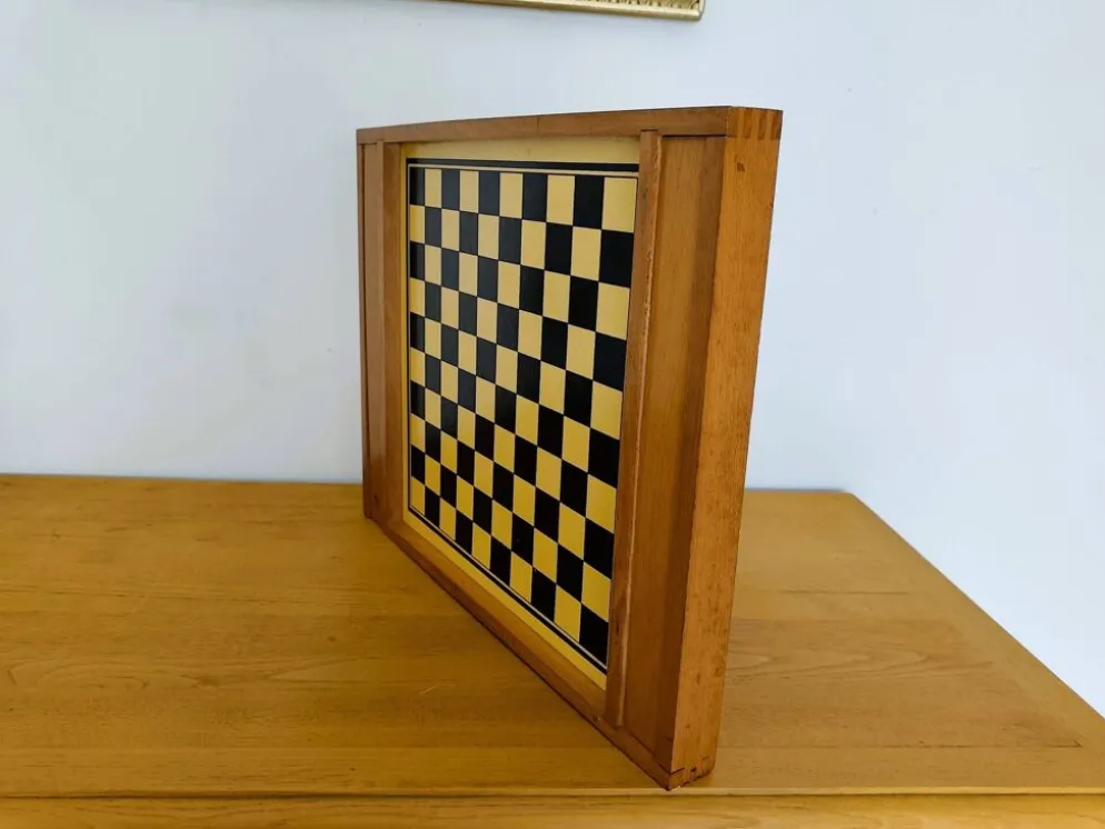 Plateau de jeux ancien en bois réversible