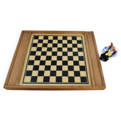 Plateau de jeux ancien en bois réversible