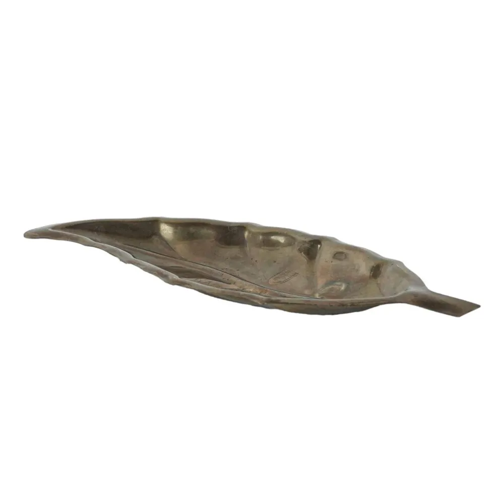 Plateau en métal en forme de feuille, design italien, années 1980, fabriqué en Italie.
