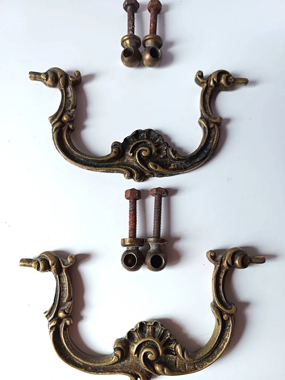 Poignée ancienne paire bronze porte meuble tiroir