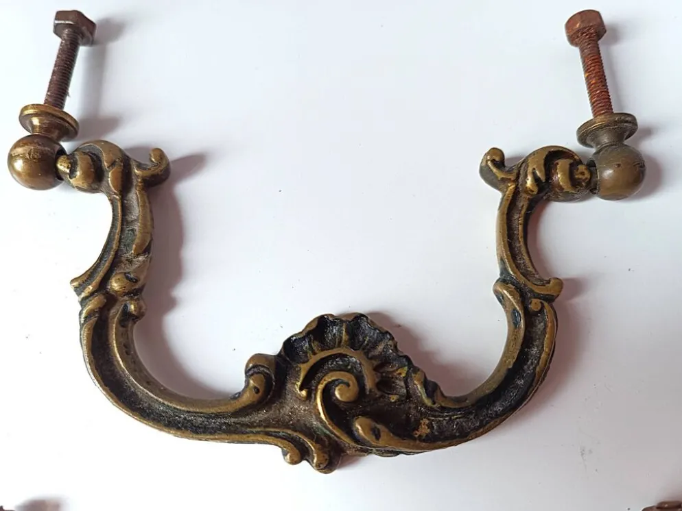 Poignée ancienne paire bronze porte meuble tiroir