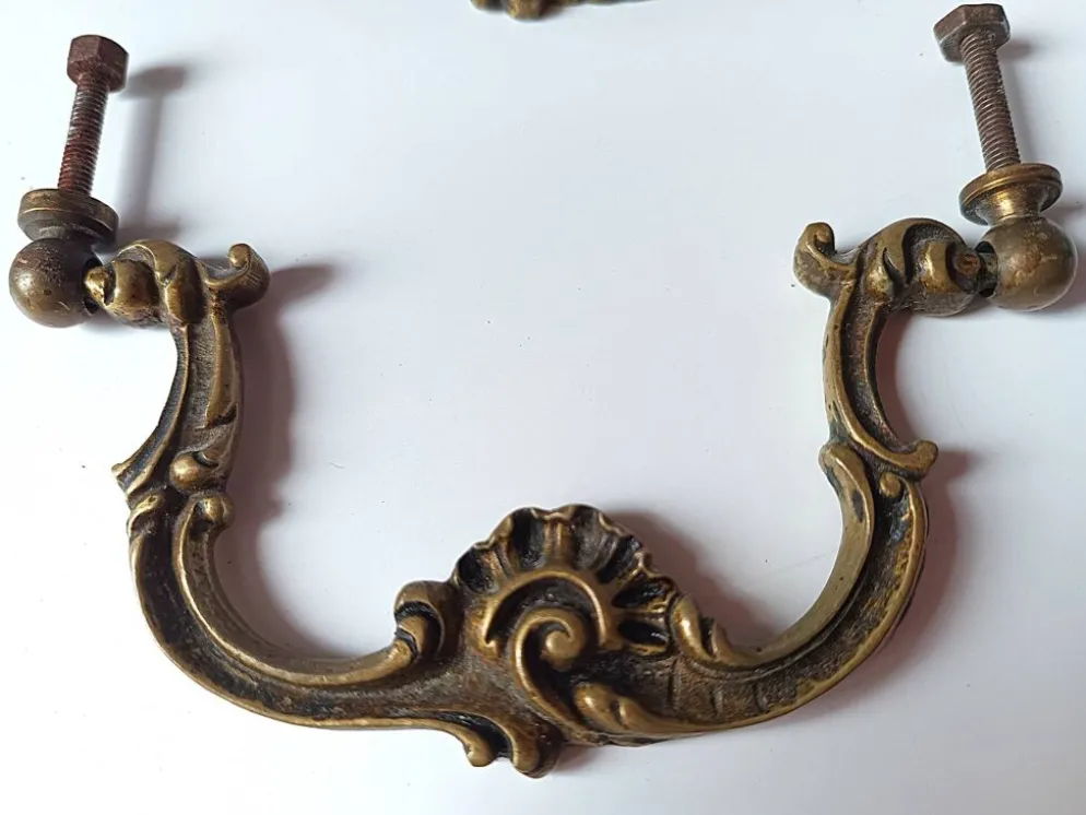 Poignée ancienne paire bronze porte meuble tiroir