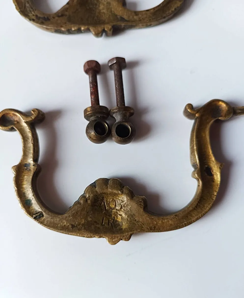 Poignée ancienne paire bronze porte meuble tiroir