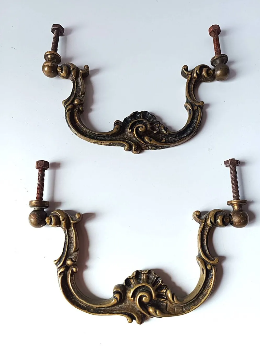 Poignée ancienne paire bronze porte meuble tiroir