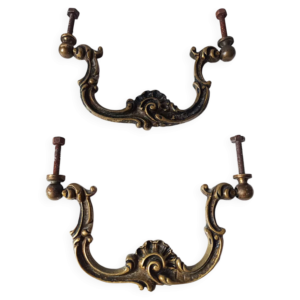 Poignée ancienne paire bronze porte meuble tiroir