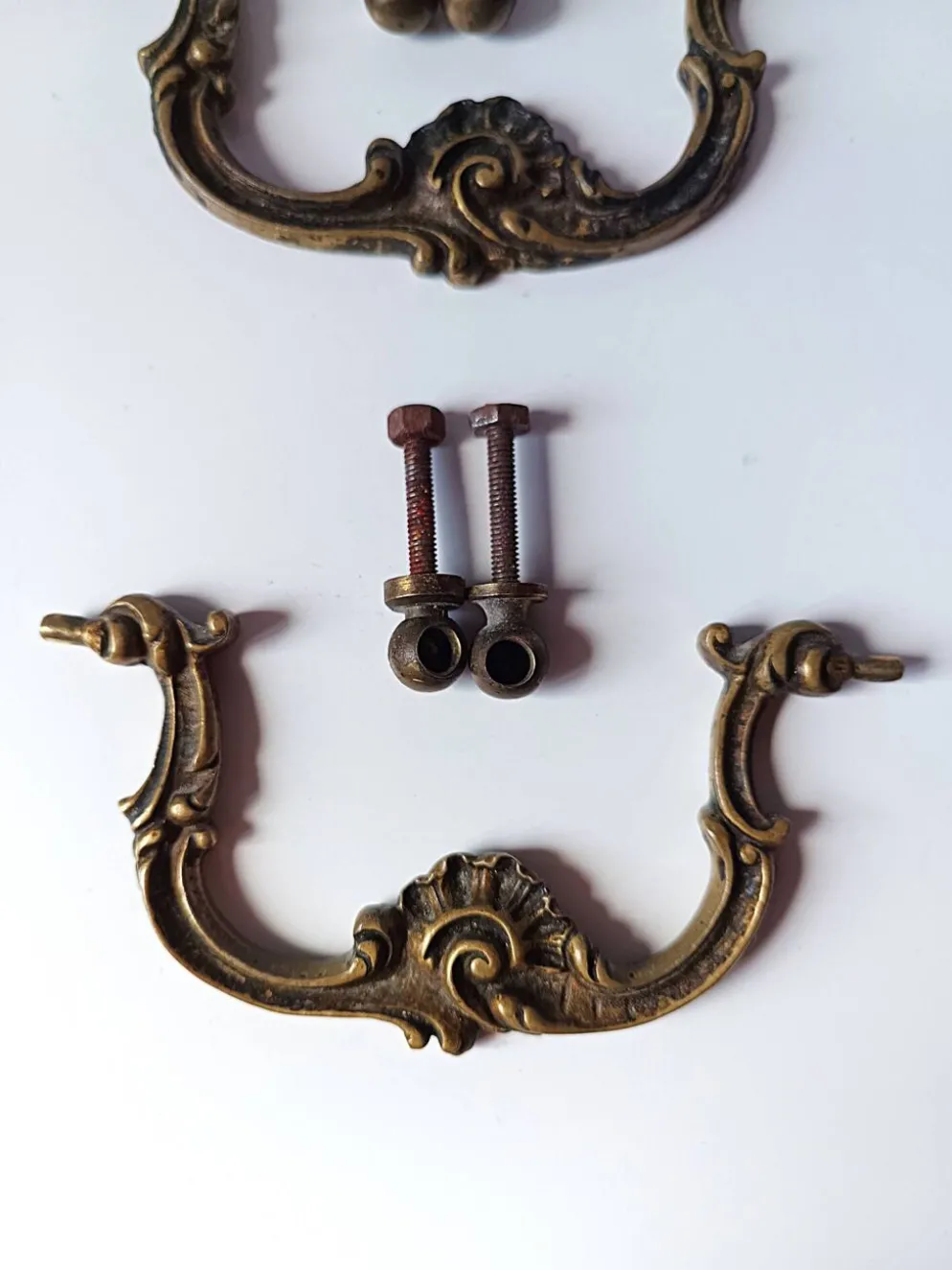 Poignée ancienne paire bronze porte meuble tiroir