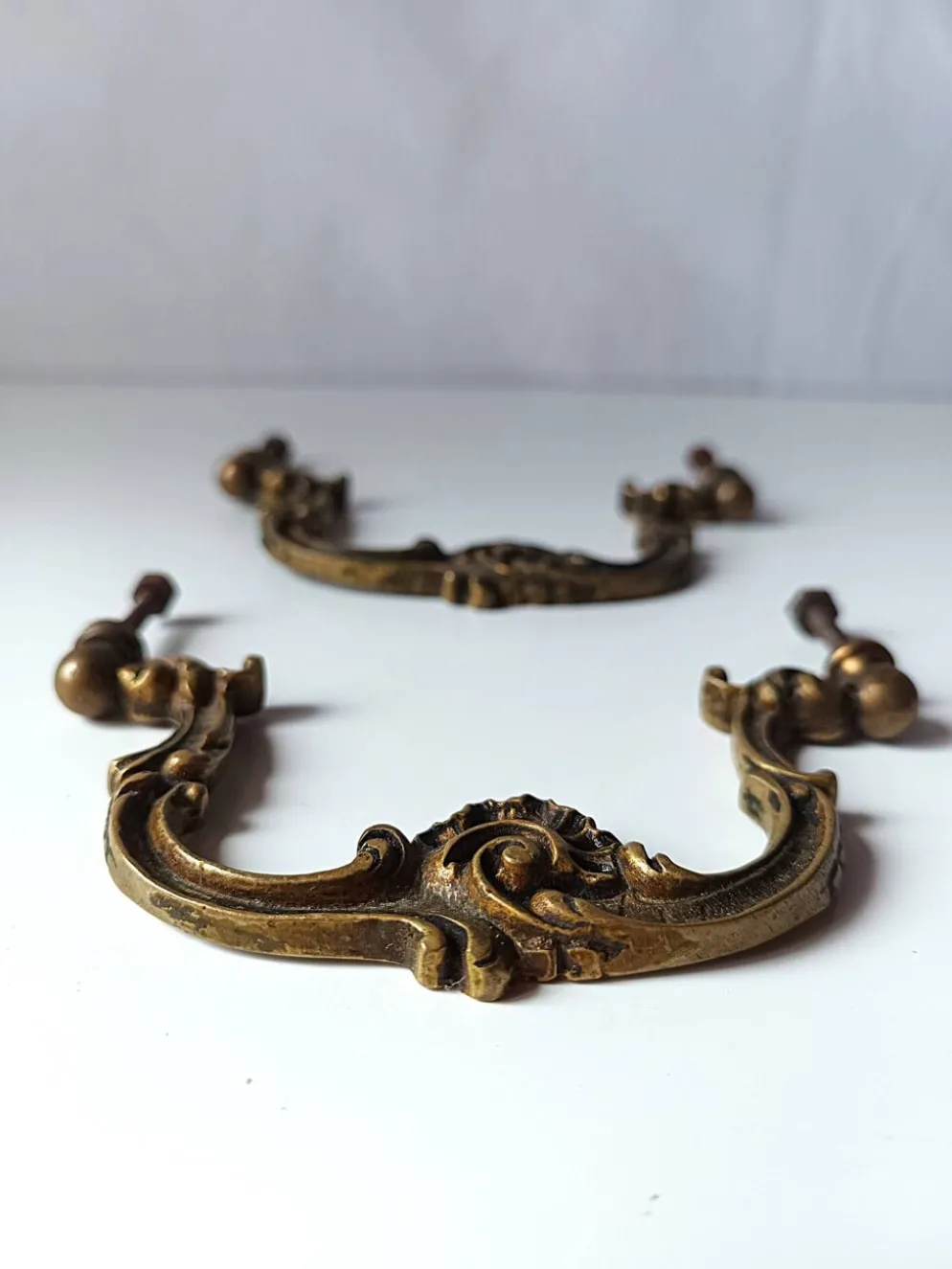 Poignée ancienne paire bronze porte meuble tiroir
