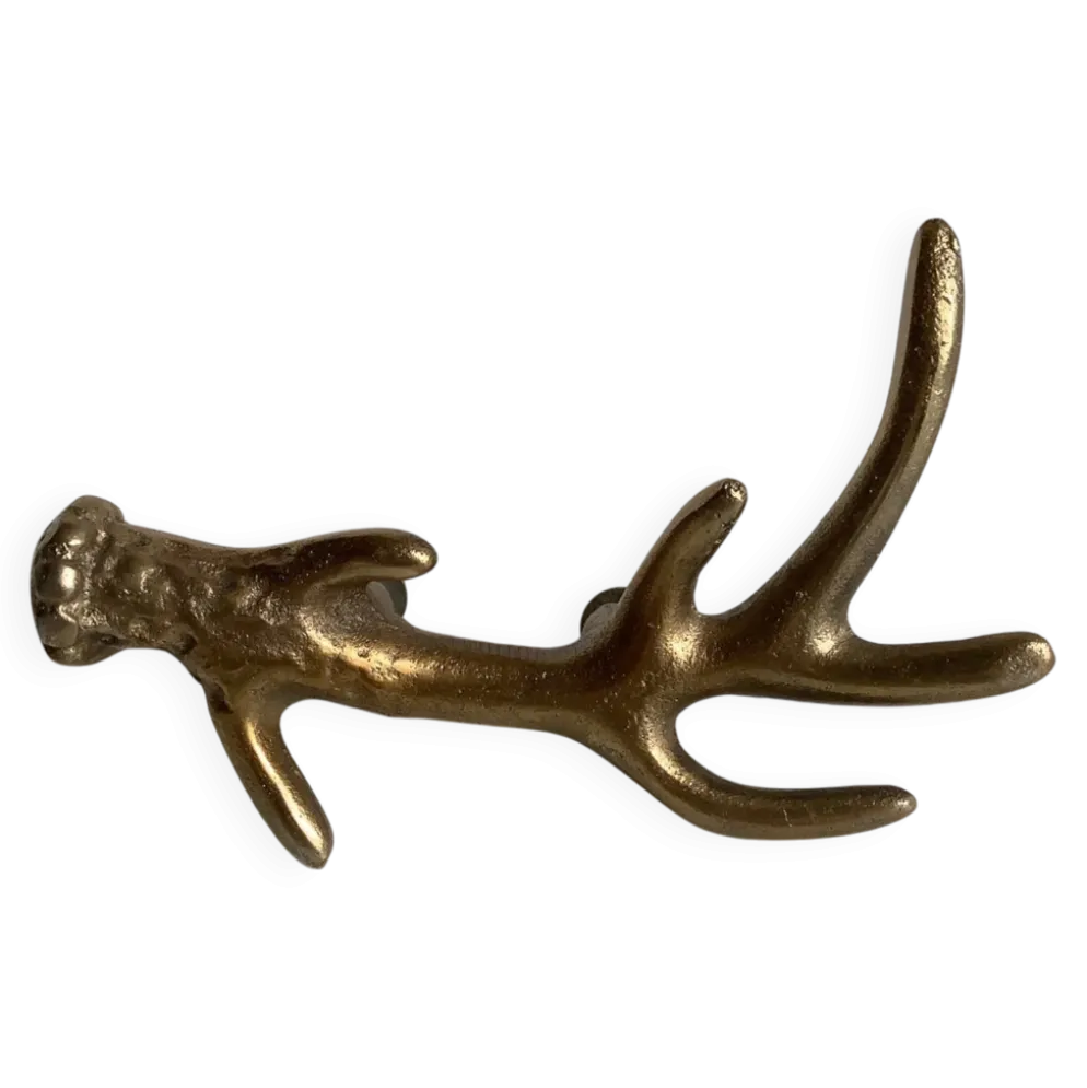 Poignée de porte en laiton doré bois de cerf